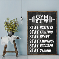 Affiche Motivante Art Déco Règles de Gymnastique, Tableau Mural sur Toile Noir et Blanc, Décoration Intérieure pour Salon et Chambre