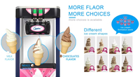 Machine à gelato et à crème glacée molle à haute productivité, 3 saveurs, autonome, 220V/110V, eau commerciale pour l'Amérique du Sud, le Brésil