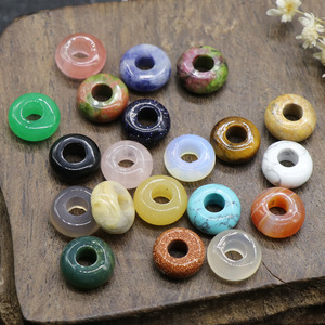 1081-5x10mm Grand Trou 4mm Cercle Cristal Naturel Agate Jade Haute Qualité Feng Shui DIY Pendentif Bracelet - Product Image 1