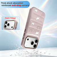 Étui de téléphone en cuir PU éponge imprimé motif patte de chat mignon pour iPhone 17 avec contour de protection d'objectif surélevé anti-rayures