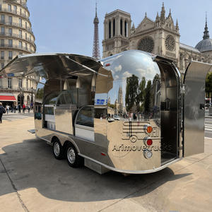 Petit chariot de nourriture <span class=keywords><strong>vintage</strong></span> européen pour bonbons, crêpes, empanadas, matcha, chocolat, boissons, avec cuisinière, réfrigérateur, plaque chauffante - Product Image 3