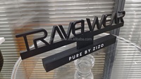 Support d'affichage de logo personnalisé en acrylique noir |   Enseigne de marque autoportante |   Signalétique de comptoir pour magasin de détail, bords haute transparence