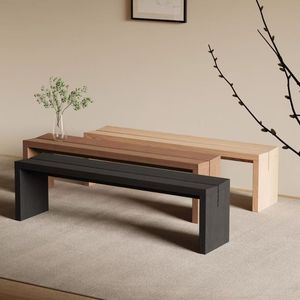 Banco Largo de Madera Maciza de Pino y Fresno Negro con Acabado en V, Banco para Entrada, para Cambiar Zapatos, Mueble para el Hogar, Comedor, Casa de Huéspedes u Hotel - Product Image 4