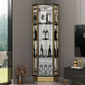 Living Room Furniture Metal Corner Modern Luxury Bar Wine <strong>Cabinet</strong> Storage <strong>Drinks</strong> <strong>Cabinets</strong> Glass <strong>Display</strong> LED Lights Wine <strong>Cabinet</strong> - Product Image 2