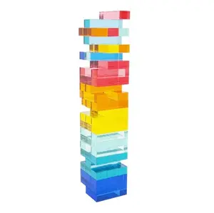 Pink Acrylic Building Blocks Stacking Tumbling Tower Game Set For Baby Toy Brick Acrylic Tumble Tower Set