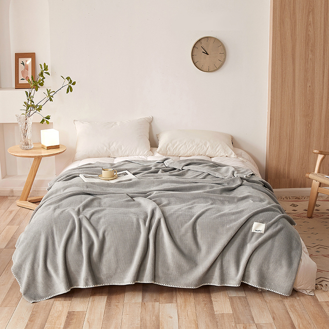 Gray New Multi-Functional Casual Waffle Blanket Sofa Blanket Bed Blanket Series