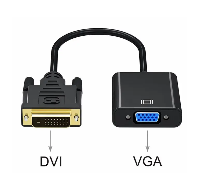 เครื่องแปลง DVI เป็น VGA พร้อมชิป DVI 24 + 1เป็น VGA สำหรับจอคอมพิวเตอร์โปรเจคเตอร์ความถี่ DVI ไปยังอะแดปเตอร์ VGA