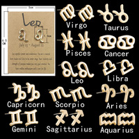 12 boucles d'oreilles en plaqué or, 1 paire de bijoux de mode, 12 constellations, cadeau d'anniversaire pour femmes, Horoscope, signe du zodiaque
