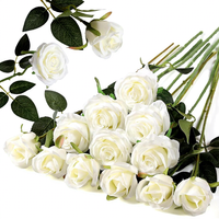 Fleurs artificielles en soie DREA, bouquet de roses blanches réalistes à longue tige pour la décoration de la maison et des fêtes de mariage