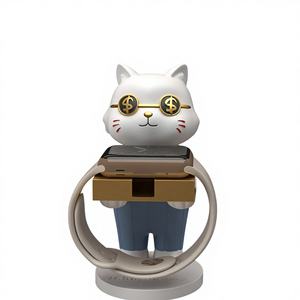 งานประติมากรรมเรซิ่นทำมือ สไตล์ความรักสร้างสรรค์ ฐานวางชาร์จแม่เหล็กเพ้นท์ลายด้วยมือ รูปทรงสัตว์ สำหรับ Apple Huawei - Product Image 1