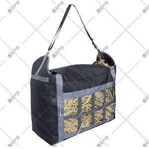 Sac d'alimentation pour chevaux, sac de stockage de foin de grande capacité, tissu Oxford 600D, utilisation en extérieur, noir, gris - Product Image 1