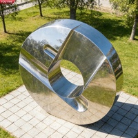 YOUFINE Scultura ad anello Möbius intrecciato in acciaio inossidabile lucidato a specchio, con doppio anello intrecciato, statua astratta per piazza