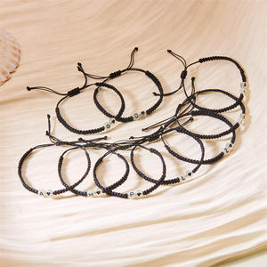 Luminoso 26 lettere coppia di braccialetti cuore iniziale A-Z nome personalizzato intrecciato regolabile donne uomini gioielli amicizia - Product Image 2