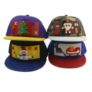 YD401 chapeau de sport d'hiver maman et moi enfants fille soleil arbre de noël père noël chapeau Pixel bloc de construction fête de noël casquette de Baseball