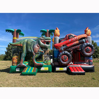 Promenade gonflable sèche ou humide commerciale de lune de PVC sautant la maison de rebond de dinosaure commerciale avec la glissière