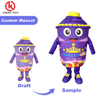 Costume de mascotte gonflable violet personnalisé avec chapeau à pompon pour les fêtes d'anniversaire des enfants