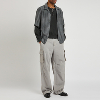 Chemise noire prêtre à manches courtes pour homme col montant décontracté Denim pour l'été pour l'église catholique Chemise pour homme
