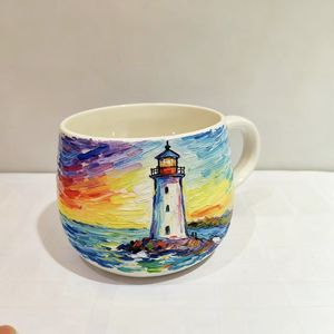Tasse à <span class=keywords><strong>café</strong></span> en céramique faite à la main personnalisée <span class=keywords><strong>phare</strong></span>-cadeau de vacances en porcelaine personnalisé - Product Image 2
