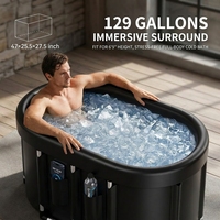 Bain de glace pliable en PVC de 129 gallons, grande baignoire portable pour usage domestique et extérieur, 1 personne
