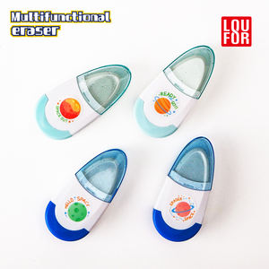 Hadiah alat tulis kantor sekolah anak-anak, rautan pensil multifungsi 2 dalam 1 dengan penghapus - Product Image 4