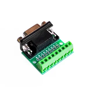 New DB9 RS232 Serial To Terminal Male/Female Adapter Connector Breakout Board Black+Green