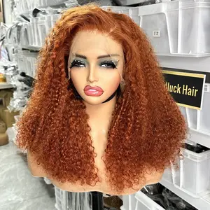 goodluck hair cheap 13*4 lace frontal sdd pixie curls frontal wigs human hair indian hair orange