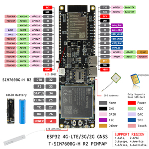 Lilygo แผง R2 T-SIM7600G-H แผงวงจร4G ที่ใส่แบตเตอรี่18560แผงชาร์จพลังงานแสงอาทิตย์ ESP32-WROVER แผงวงจรพัฒนา WiFi BLE - Product Image 6
