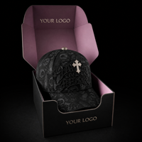 Casquettes d'Halloween doublées de satin, casquettes de baseball personnalisées, casquettes Gorras avec logo 3D brodé, casquettes Baez, casquettes à 5 panneaux en suède avec strass et motif barbe