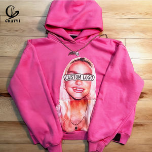Sudadera con Capucha Personalizada con Estampado <span class=keywords><strong>de</strong></span> Retrato, Color Rosa, Estilo Holgado, Felpa Gruesa, Ropa Urbana Y2K, Sudadera con Estampado Fotográfico Unisex - Product Image 4