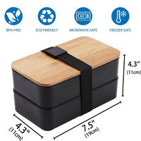 Vente en gros Boîte à bento japonaise personnalisée à 2 couches Boîte à lunch réutilisable avec couvercle en bambou Sac Adultes Enfants