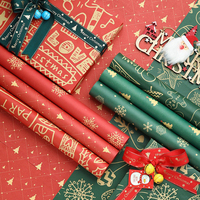 Kertas Kado Kraft Natal 50x70cm Custom untuk Pembungkus Kado Liburan, Dekorasi Rumah, dan Kemasan Buket Bunga