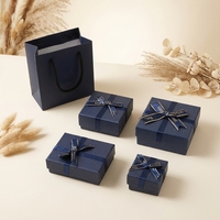Boîte cadeau rigide personnalisée, écologique, biodégradable, recyclable, avec paillettes argentées, ruban en satin, nœud, emballage de luxe pour bijoux en papier