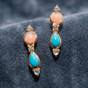 Boucles d'oreilles pendantes classiques en argent sterling 925 plaqué or 14 carats avec topaze, réglables, Bella - Product Image 2