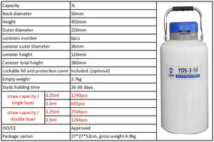 Tanque criogénico de nitrógeno líquido de 3L para granjas de ganado y operaciones de inseminación artificial con almacenamiento seguro, al por mayor - Product Image 2
