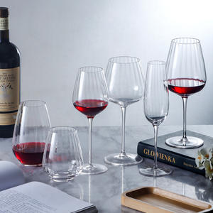 Cristal fait main côtelé pour Champagne Coupe Verres à vin Transparent Cristallin Vin Rouge Verres Accessoires de vin rouge élégants - Product Image 1