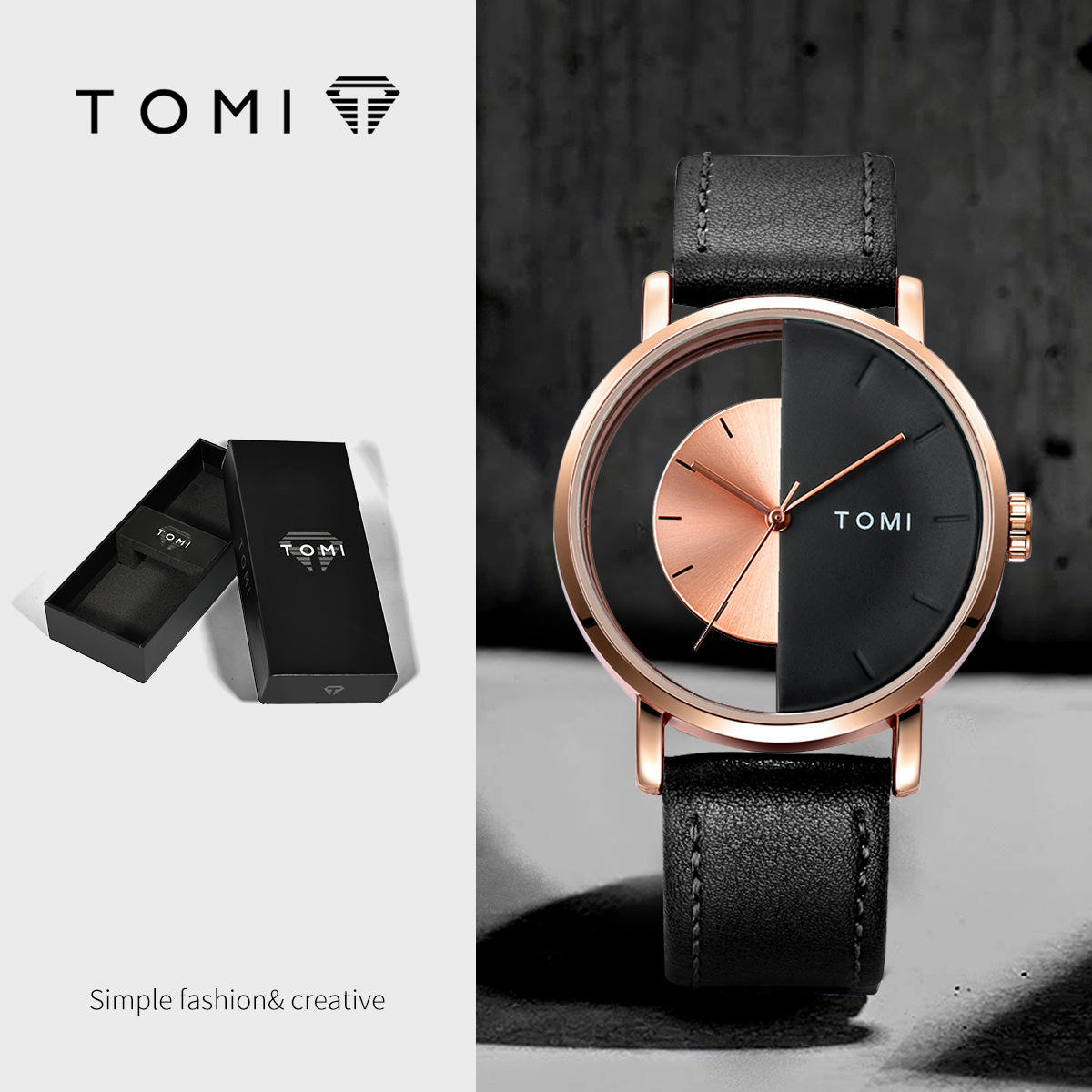 สายเข็มขัดสีดำเปลือกหอยสีโรสโกลด์ t080-5