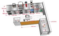 Comptoir de travail commercial en acier inoxydable avec découpe sur mesure et refroidissement par air, ensemble complet pour bar à eau, idéal pour les salons de thé et les bars à cocktails