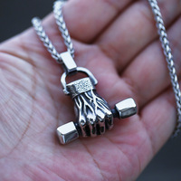 Collier avec haltère de poids pour hommes, bijoux en acier inoxydable de haute qualité, pendentif de sport pour hommes, en argent, lever de poids style Viking