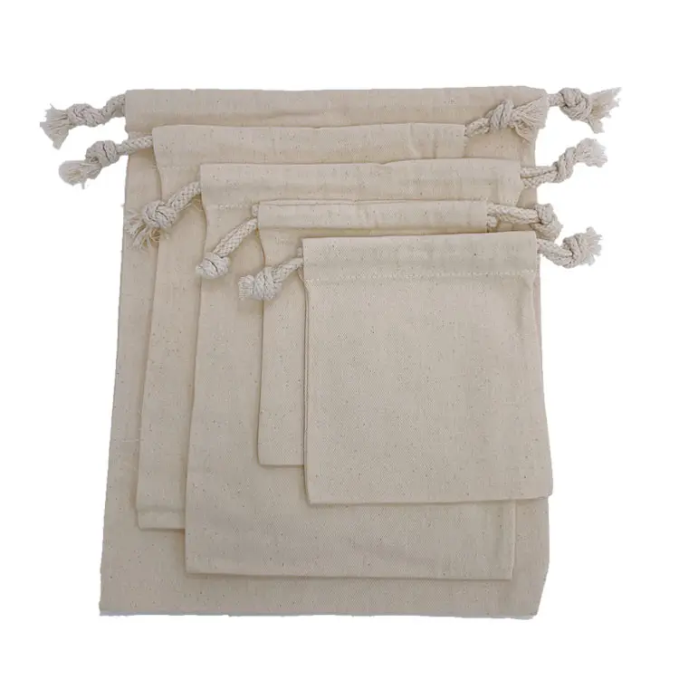 Organic Various Plain Cotton Storage Canvas bag drawstring Custom Size/Logo cotton drawstring pouch