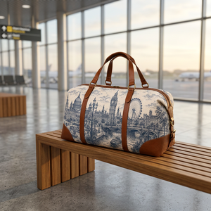 Sac de voyage en toile de coton personnalisé avec imprimé paysage urbain de Londres et poignées en cuir PU - Product Image 2