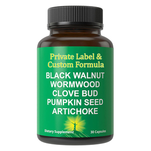 OEM ホワイトラベル ヴィーガン クレンザー デトックス + 腸内環境サポート よもぎ 黒クルミ ペプチド クローブエキス カプセル（人用） - Product Image 1