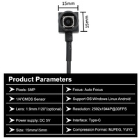 Webcam Mini USB Haute Vitesse AF AutoFocus Zoom 15*15mm 30fps 5MP Grand Angle Audio Vidéo pour Ordinateur Portable