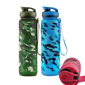 2019New product of BPA-FREE 1000ml Tritan plastic water bottle protein shaker bottle flip cover