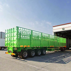 Manufacturer Wholesale Detachable Side Wall Livestock Sheep Horse Cow Pig 3 Axles Steel Fence <b>Trailer</b> Truck Towing Semi <b>Trailer</b> - Product Image 1