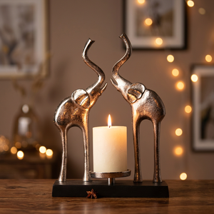 AK latón nórdico decorativo pequeño Mini níquel dorado elefantes vela portavelas para Diwali Navidad 2025 - Product Image 1