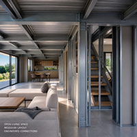 Maison modulaire préfabriquée en structure d'acier, bâtiment résidentiel, solution de construction de maison à ossature acier sur mesure