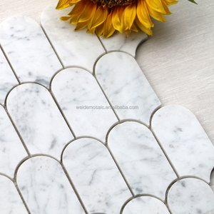 Cararar lông trắng hình dạng gạch khảm đá cẩm thạch nhà bếp <span class=keywords><strong>backsplash</strong></span> gạch ốp tường phòng tắm bộ lông trắng gạch khảm đá - Product Image 5