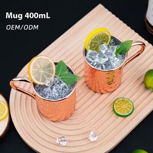 Wholesale 400Ml Moscow Mule Hammered <b>Copper</b> Stainless Steel Classic Party Coffee Beer Cocktail Bar Use Ceramic <b>Cups</b> for - Product Image 4