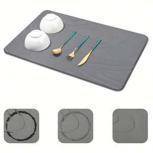 Tapis de séchage de cuisine réutilisables écologiques de taille et de couleur personnalisées, 40 cm de longueur, 1 cm d'épaisseur, antidérapants, en terre de diatomée, pour comptoir - Product Image 1