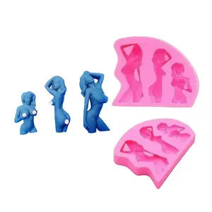 Early Riser Beauty Female Body Art Silicone Mold Polymer Clay Epoxy Resin Mold Shaker Keychain Hanging Decoration Icing Mould